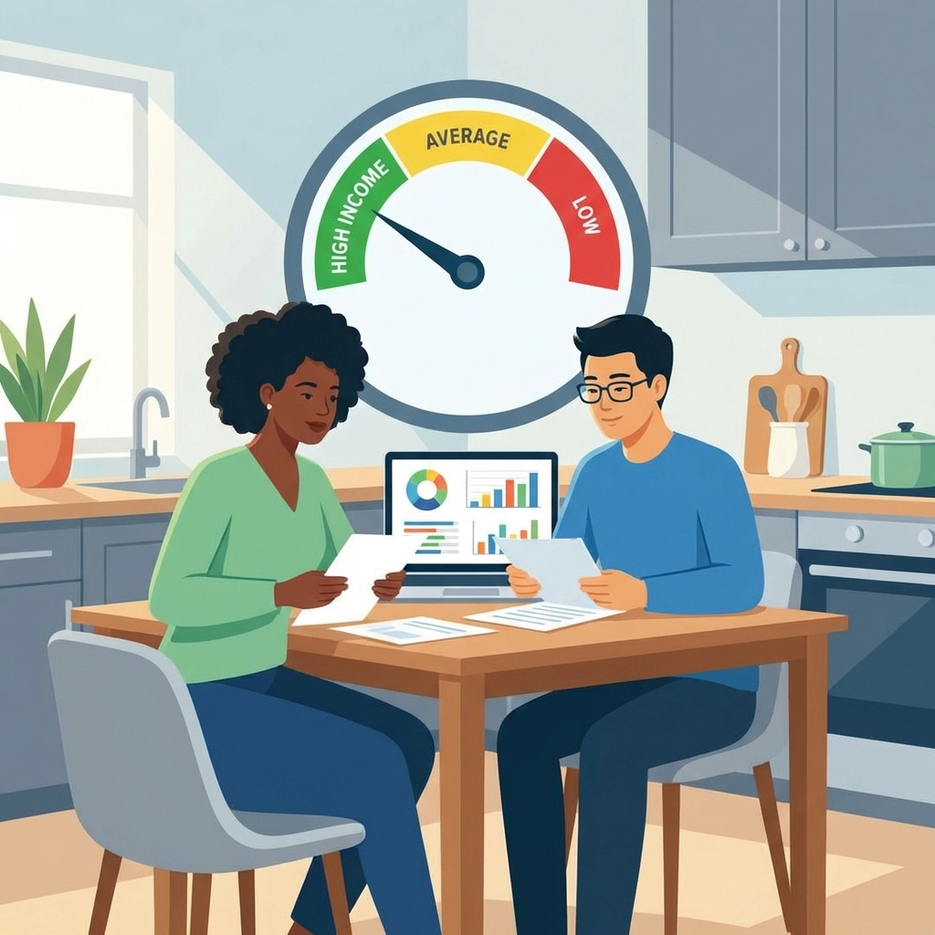 Couple in New Haven reviewing tax documents and income charts, highlighting SALT deduction eligibility.