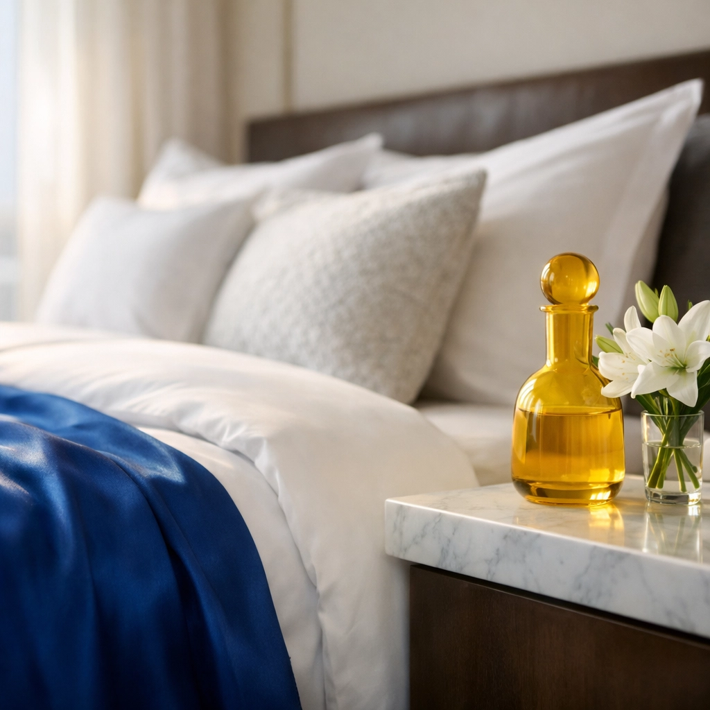 Tranquil Dover master bedroom showing the dust-free results of a professional Dover luxury cleaning service.