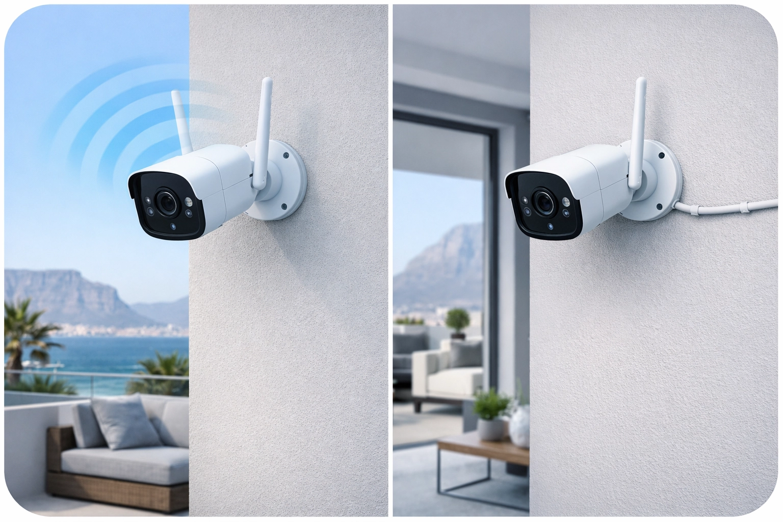 Wireless and hardwired security camera installation comparison for Cape Town homes