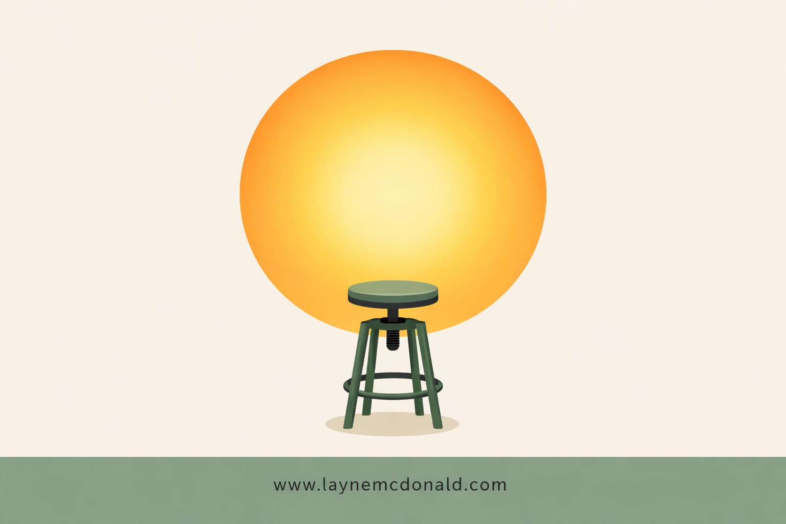 An artist stool facing a radiant sun, illustrating the concept of creating for an Audience of One.