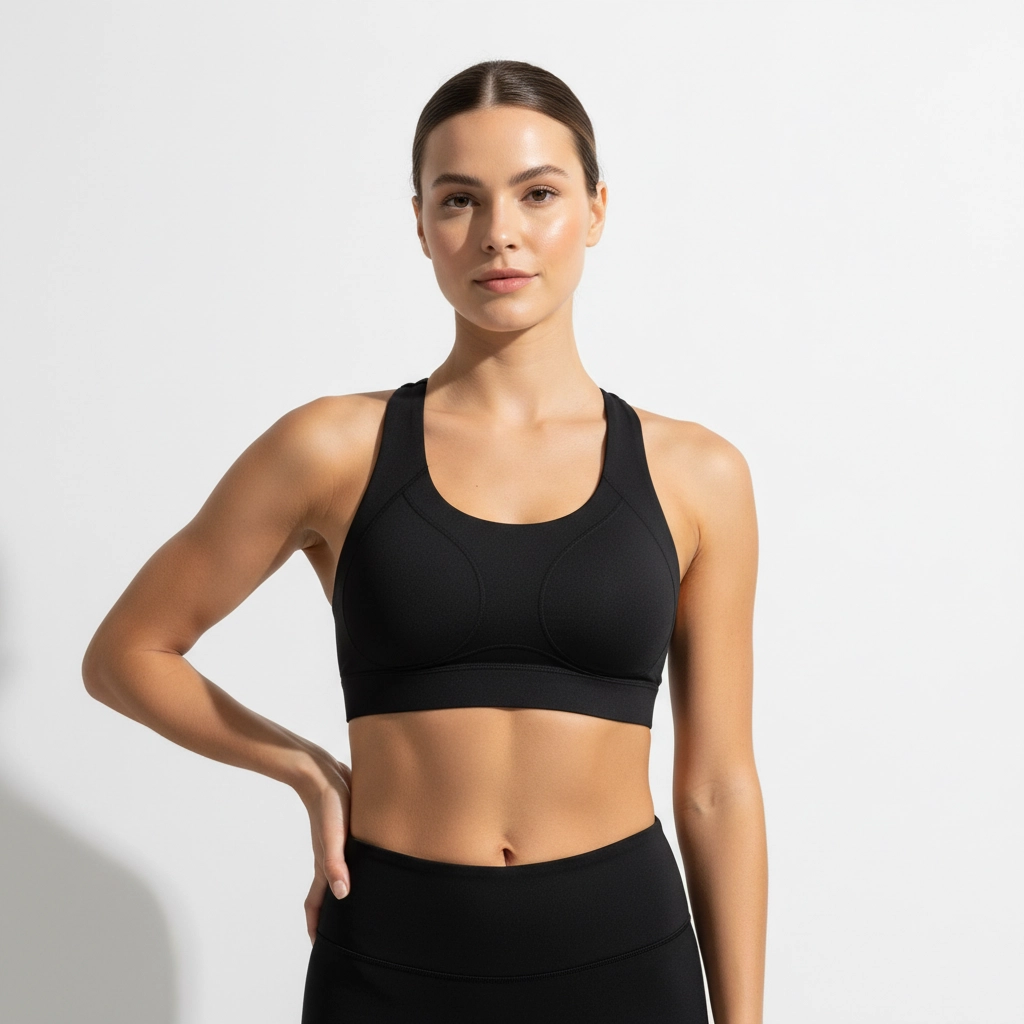 Black racerback sports bra