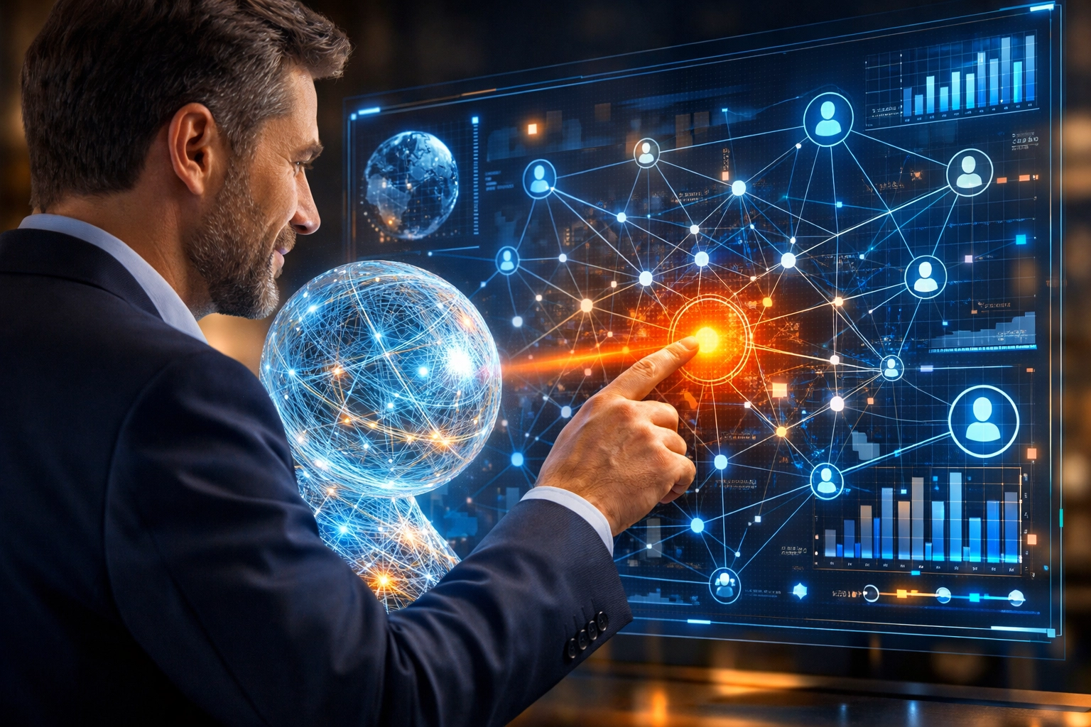 Partnerschaft zwischen Mitarbeiter und KI-Assistent zur Optimierung von Arbeitsabläufen.