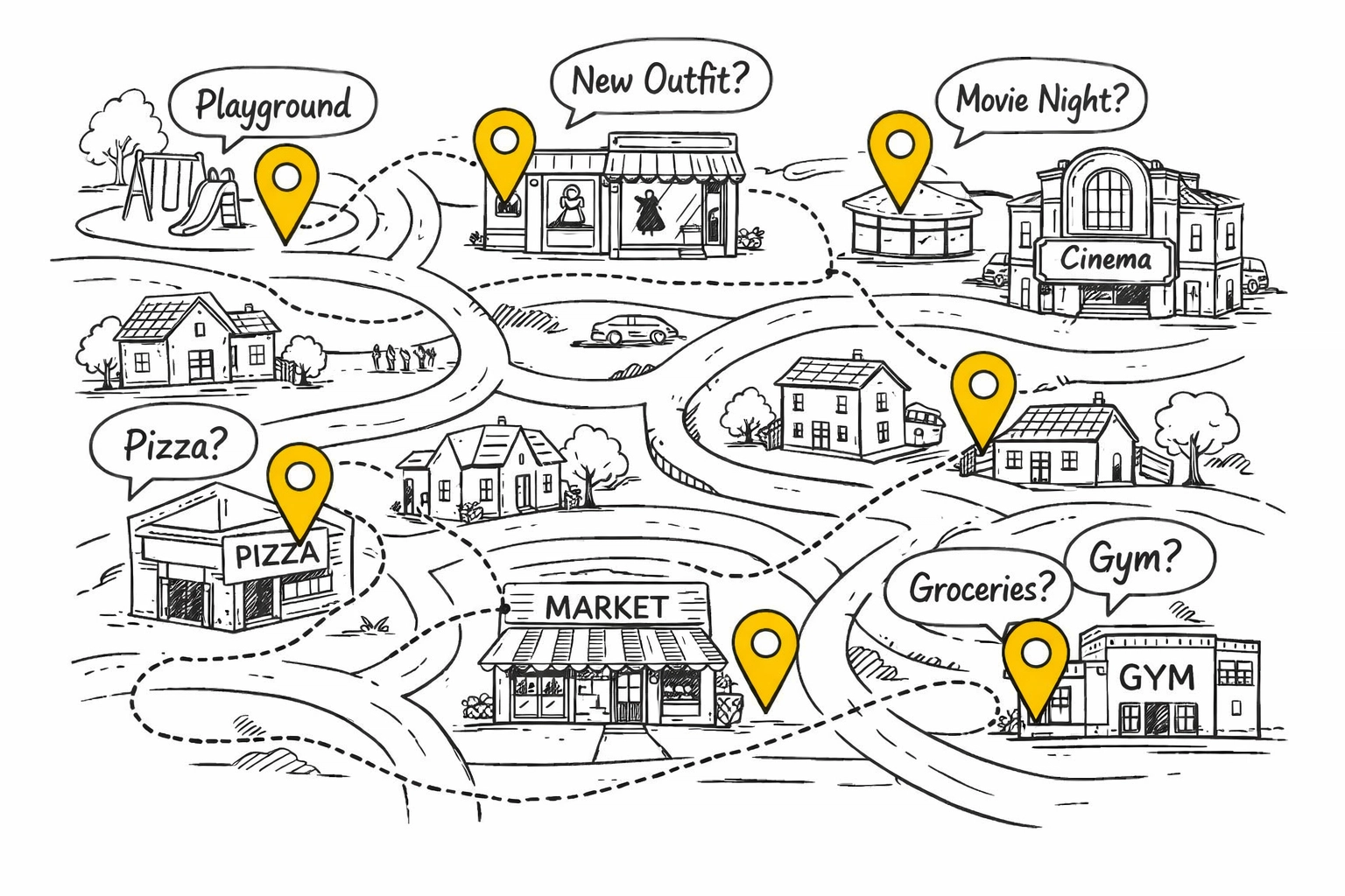 Local neighborhood map highlighting business locations for targeted SEO strategy