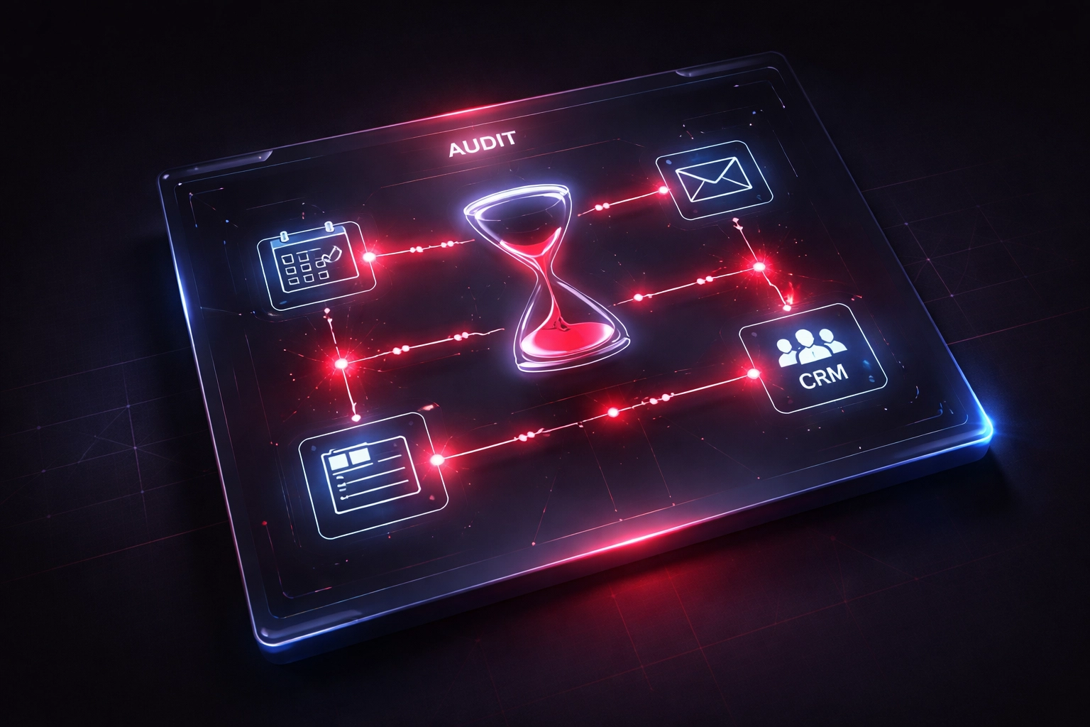 Visual representation of an audit dashboard highlighting lost time due to manual business processes and disconnected apps