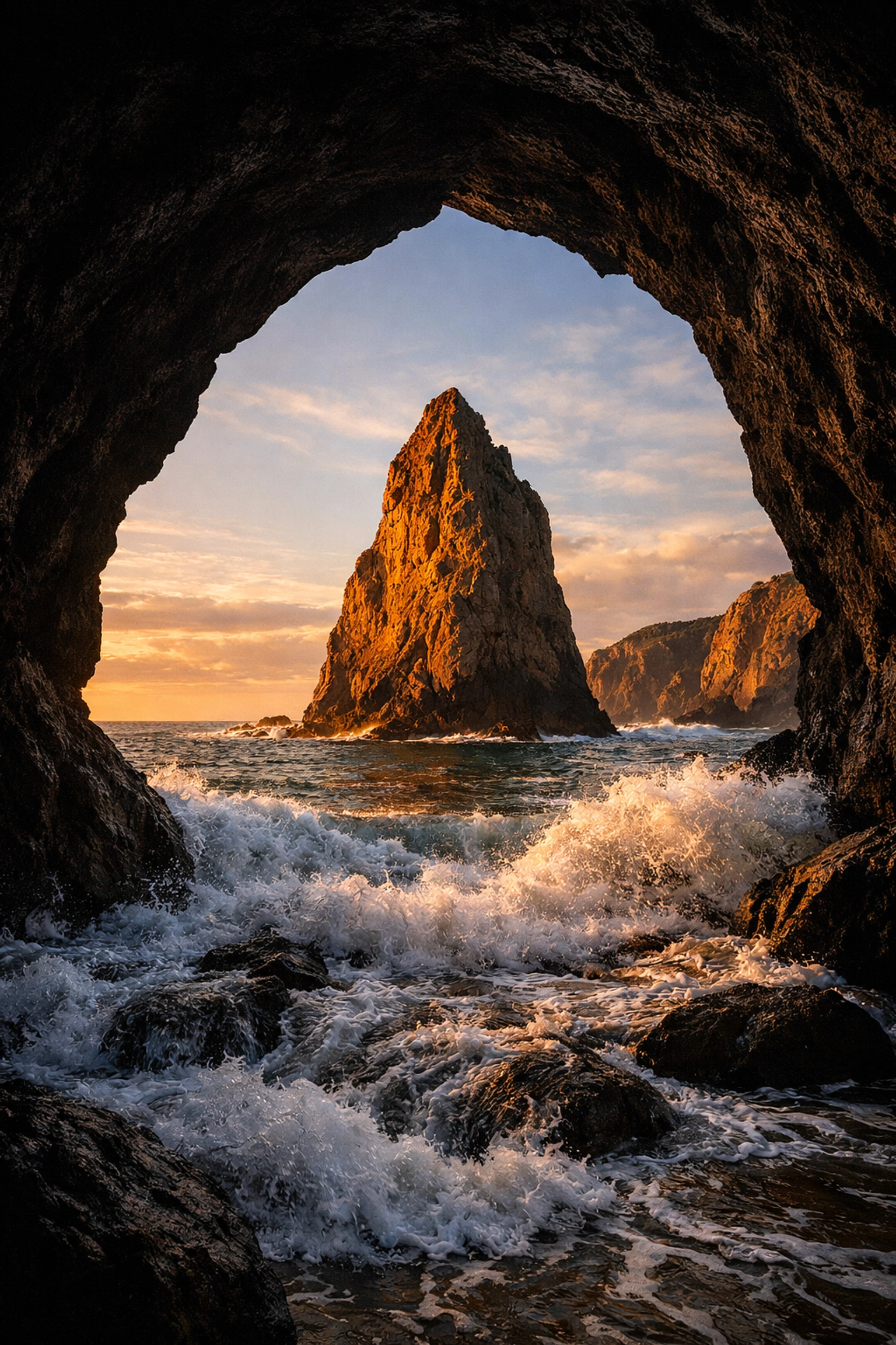 Coastal cave frame with clean edges, fixing one of the 7 mistakes you’re making with landscape photography.