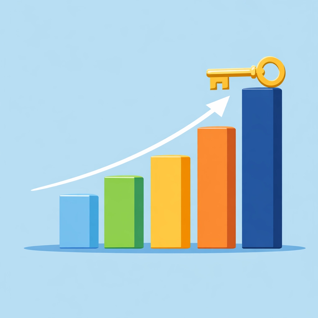 Gráfica de barras ascendente que simboliza cómo subir el score de crédito rápido para comprar casa.