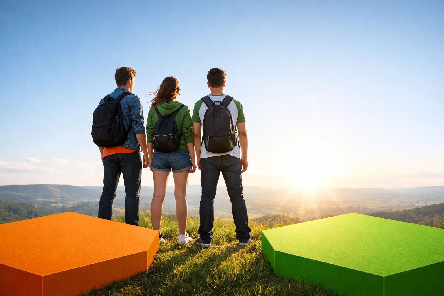 Empowered teenagers looking toward the horizon, prepared for the future by the Complete Life Skills Platform.