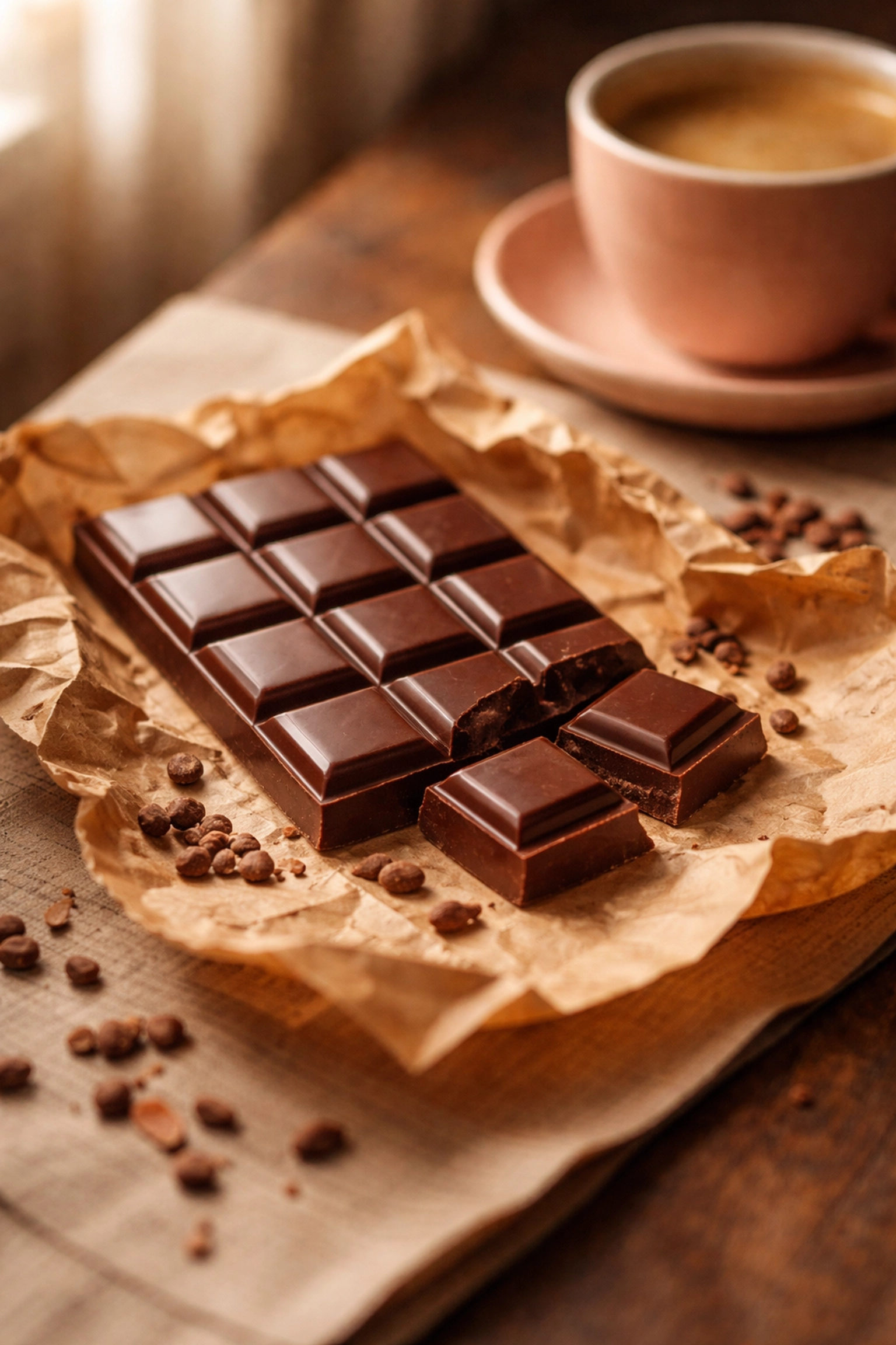 Artisan chocolate bar with cacao nibs showcasing affordable luxury in craft chocolate