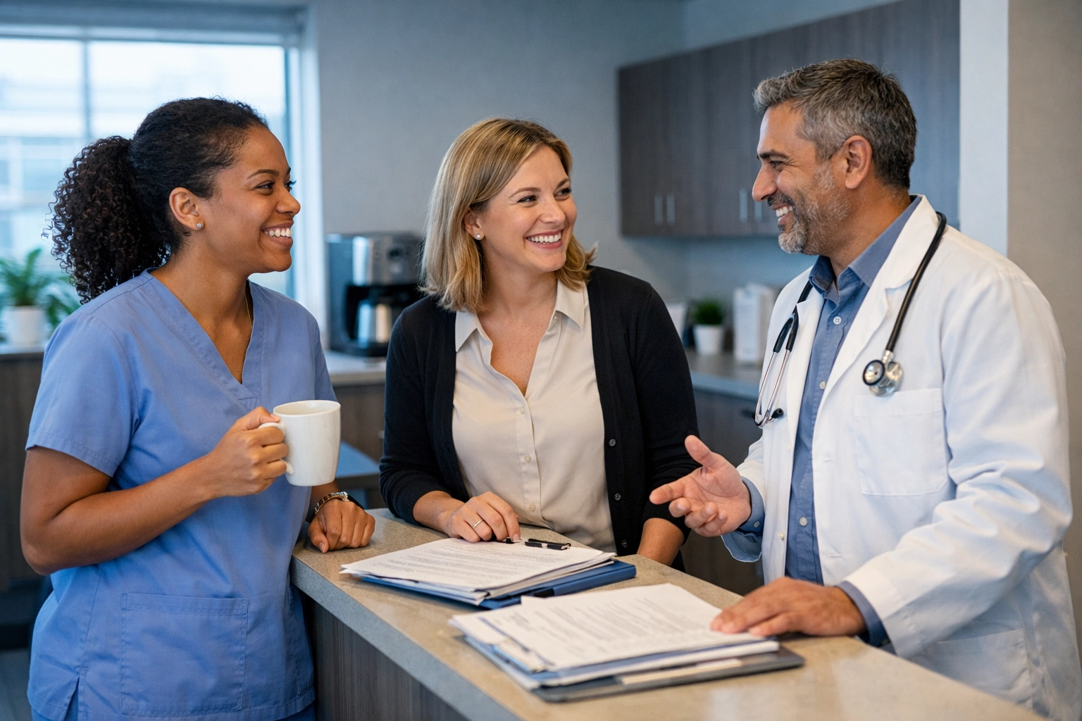 Healthcare team members in medical practice office