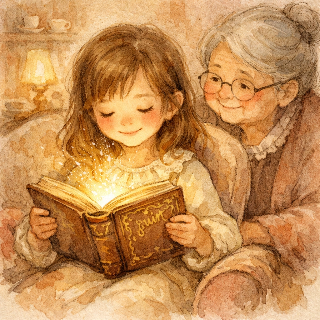 Young girl and grandmother reading Bible together in children's story about trusting God's Word