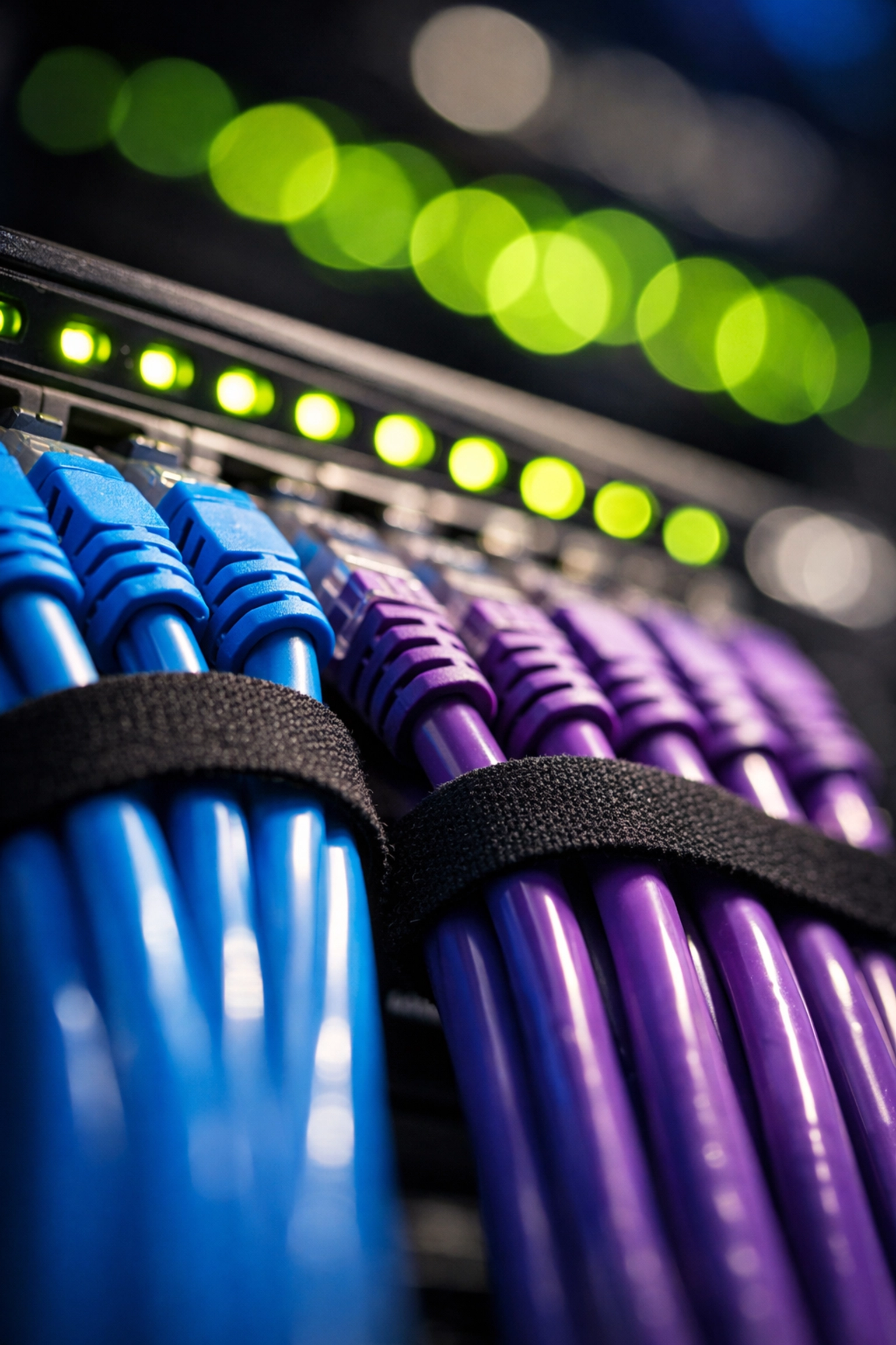 Professional structured cabling with organized Ethernet cables for a reliable business network.