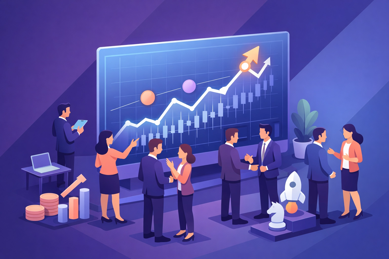 Traders scaling accounts with growth charts, highlighting futures trading for beginners and funded programs.