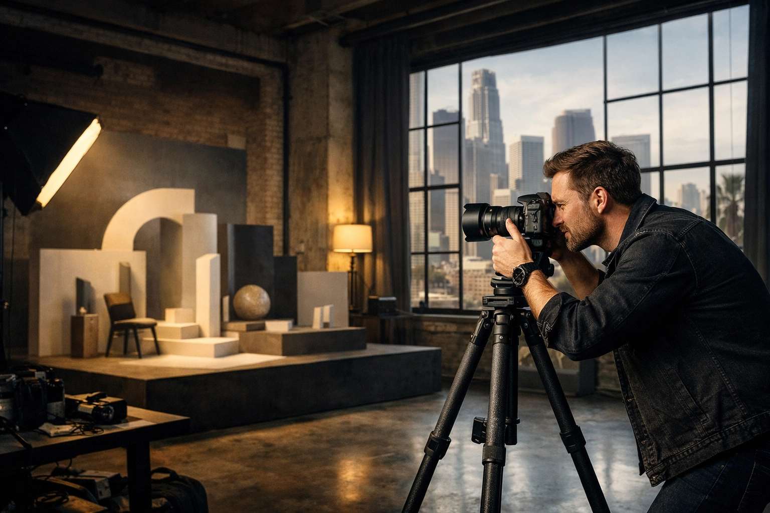 Professional photographer in a Los Angeles studio meeting the high-quality standards of Proshoot.io.