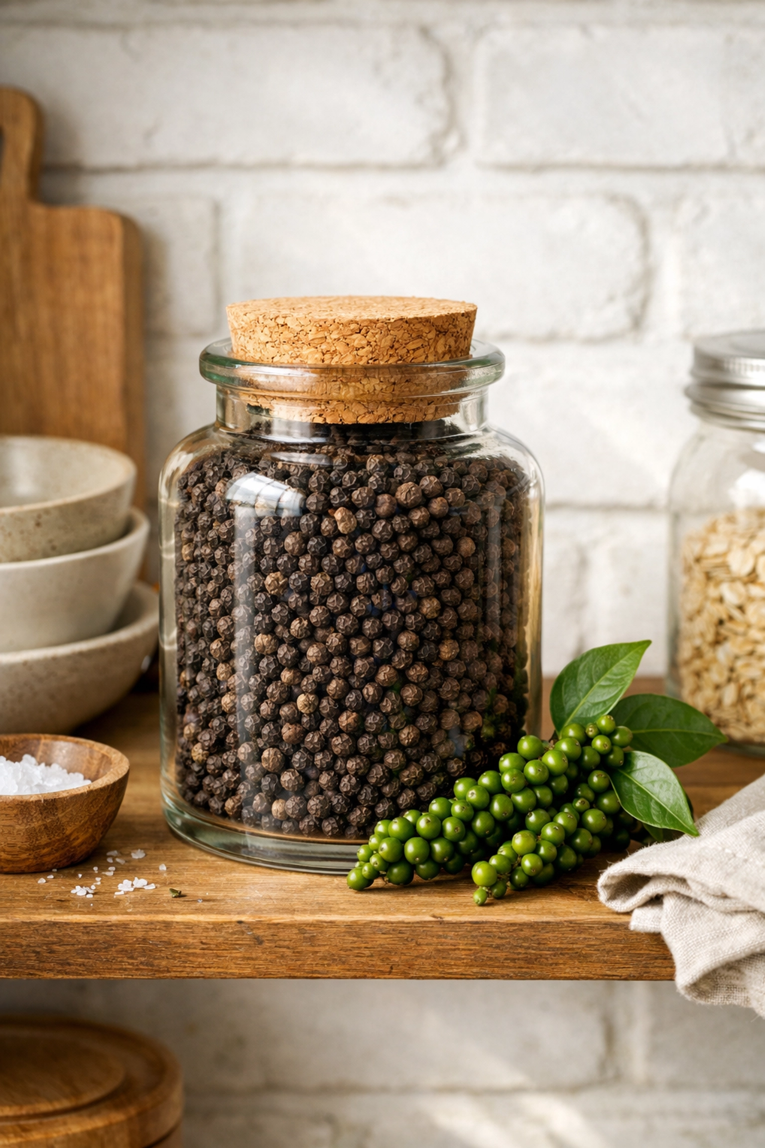 Premium Tellicherry black pepper in a jar, the perfect choice to buy authentic Kerala spices online.