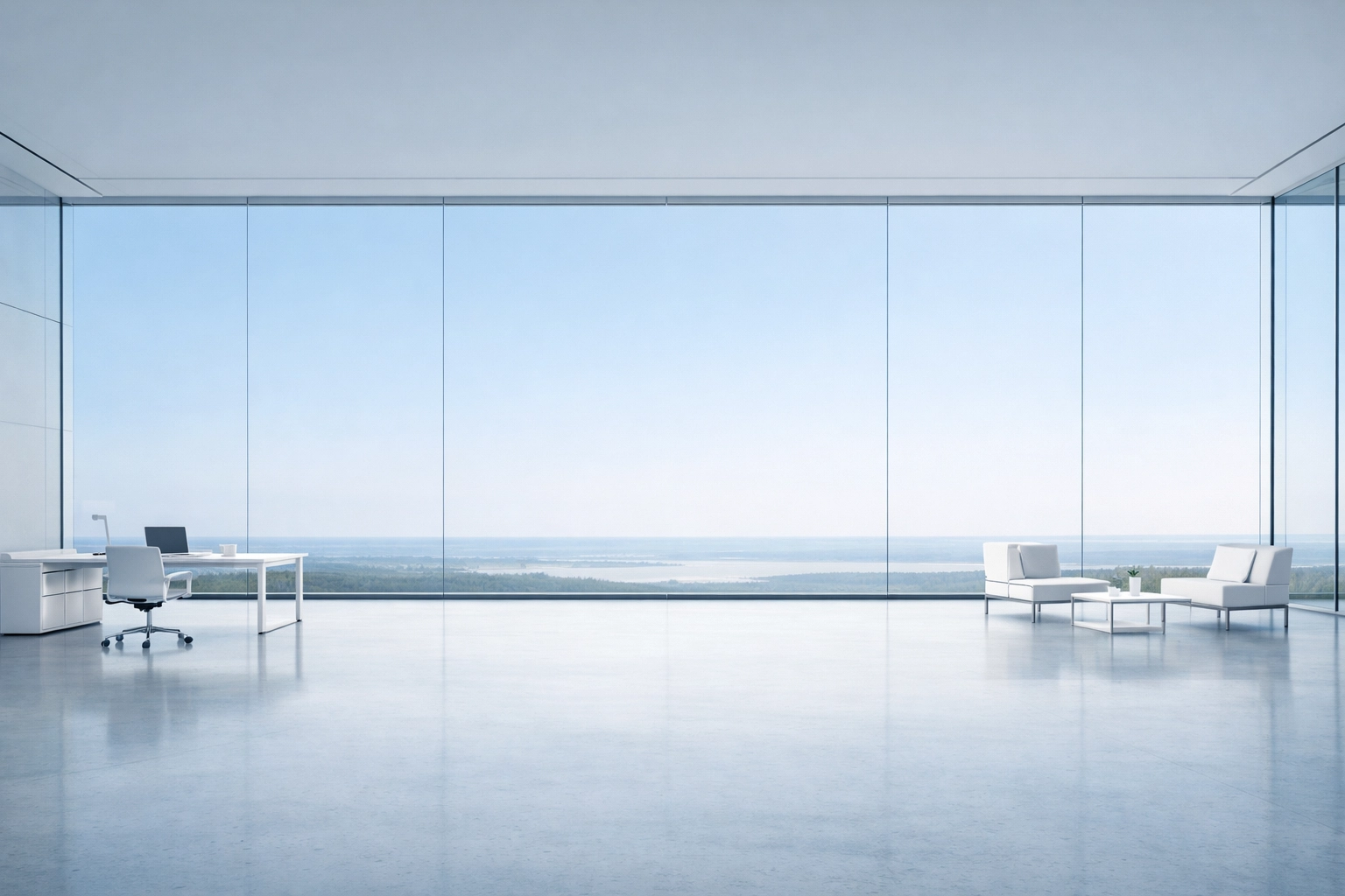 Modern office with a vast horizon view symbolizing law firm scaling beyond state lines.