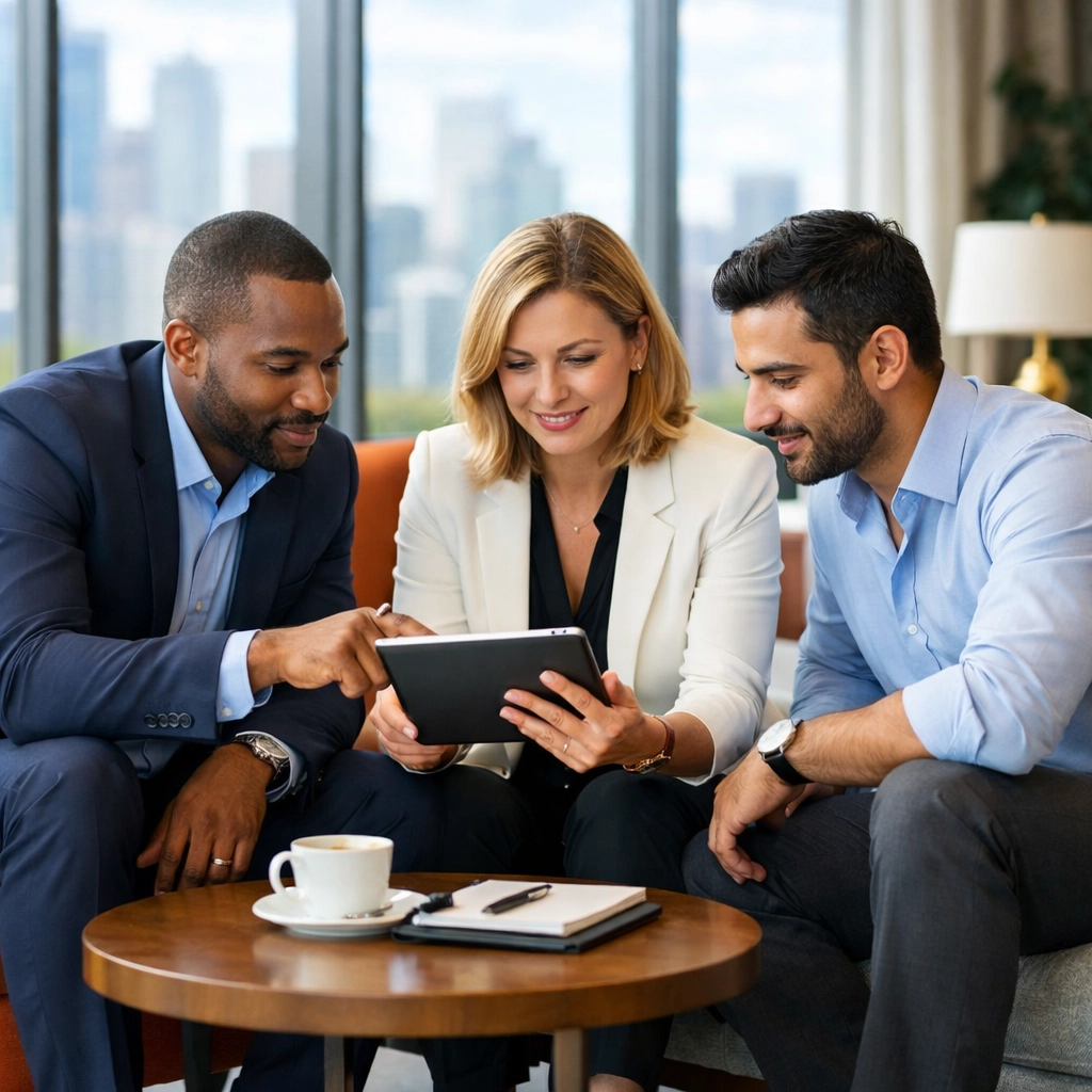 Business professionals collaborating on a 2026 tax action plan with professional consulting support.