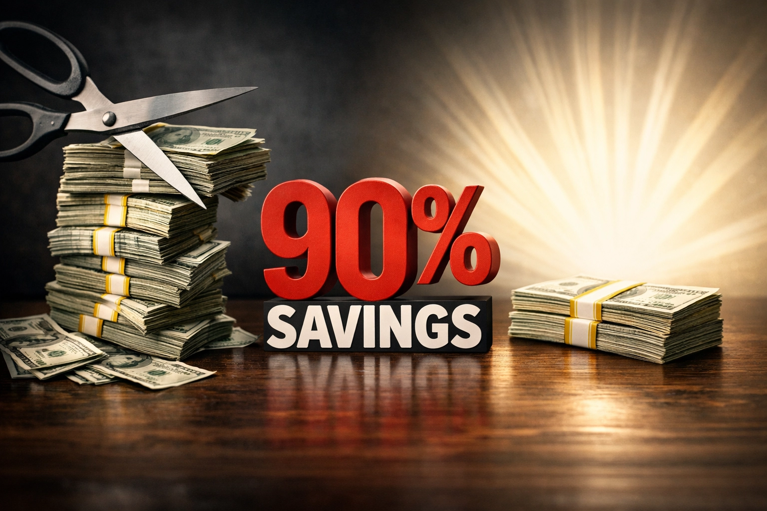 Before and after comparison showing 90% merchant fee savings with blockchain payments