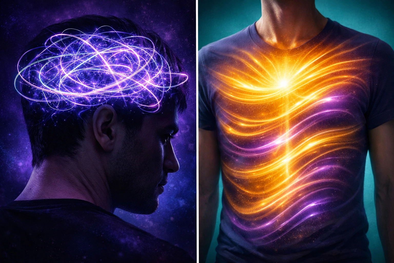 Mind versus body illustration showing difference between talk therapy and somatic release
