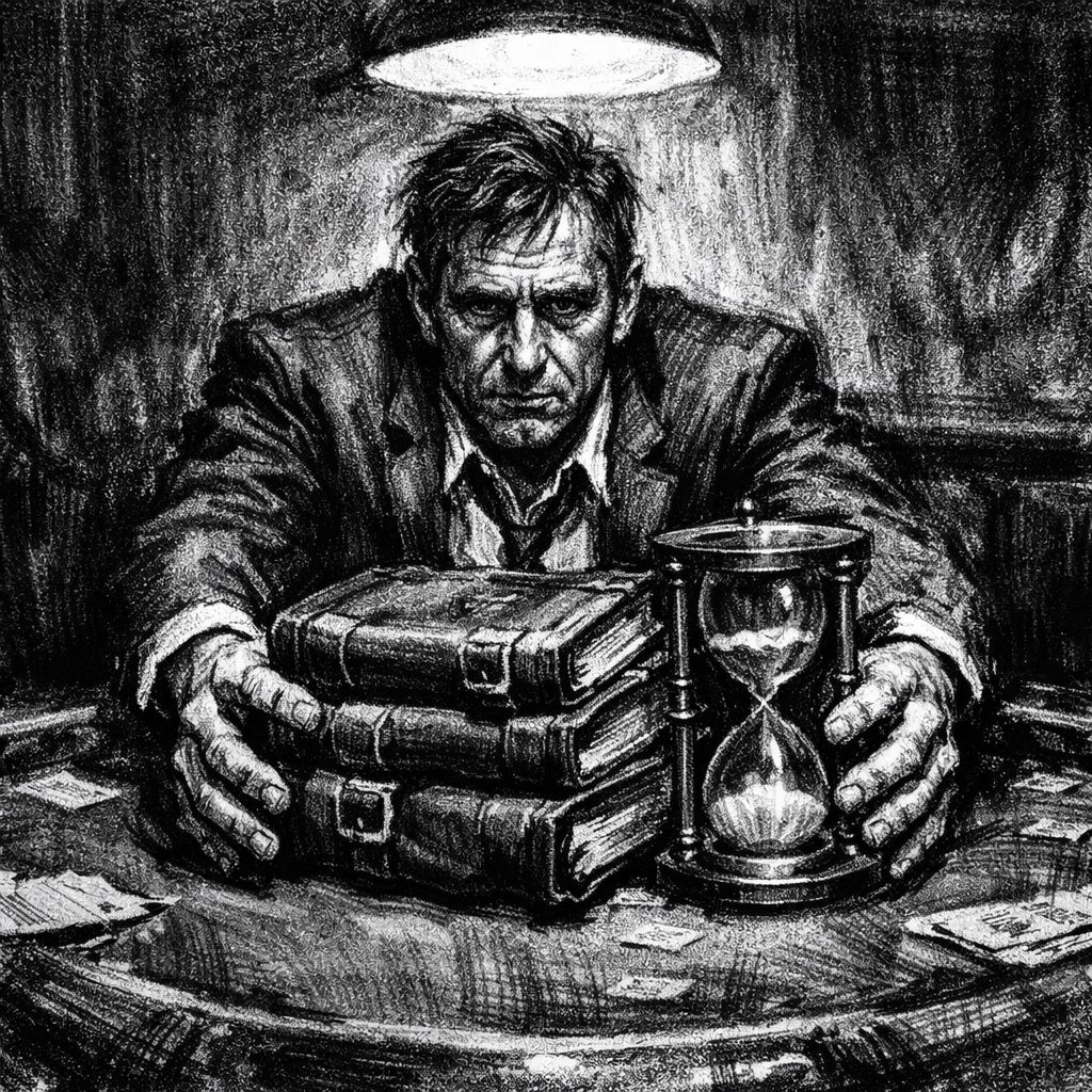 Sketch of a business owner gambling his legacy and time, representing the risk of delaying a business exit.