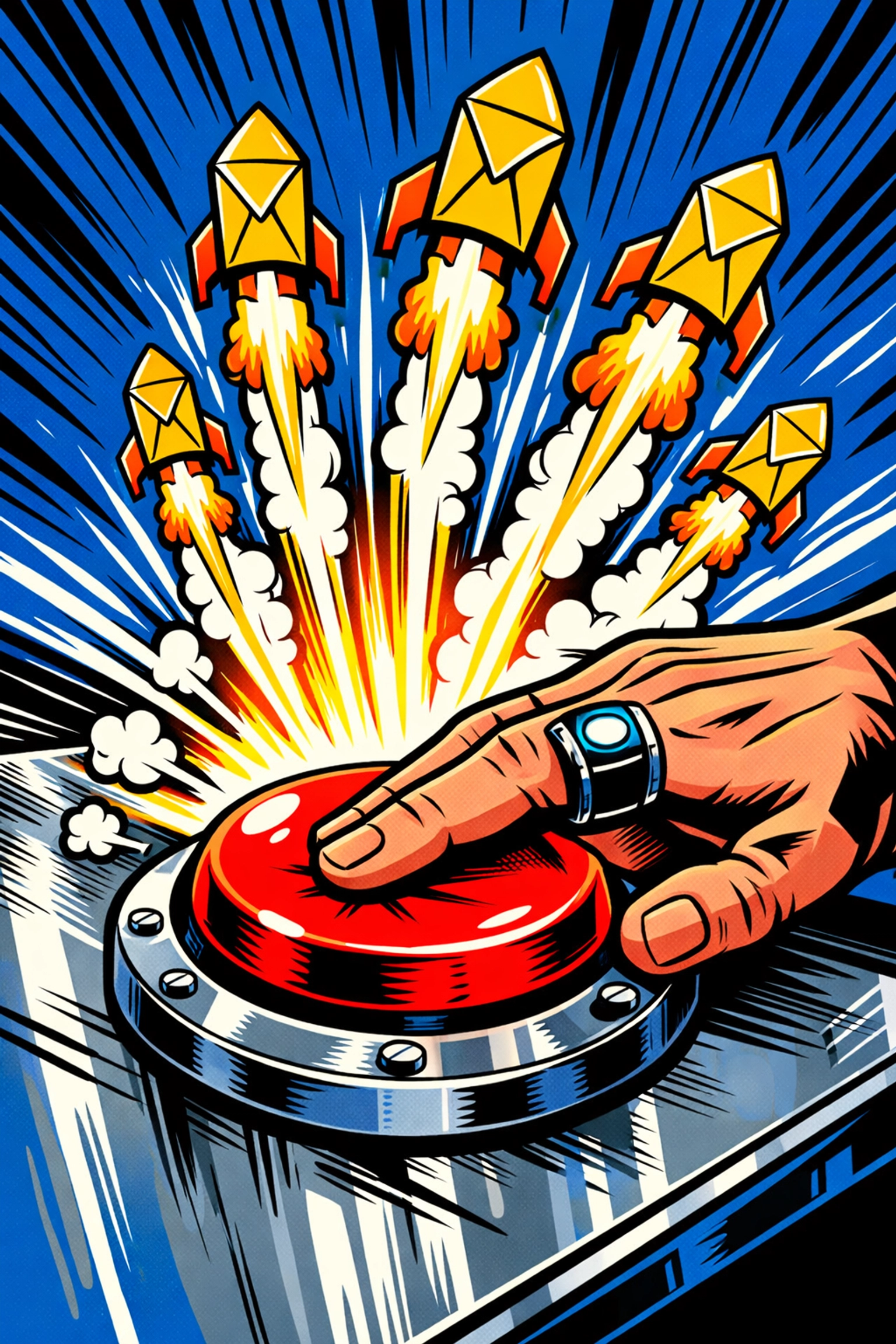 Hand pressing a button to automate customer support with AI and streamline email workflows.