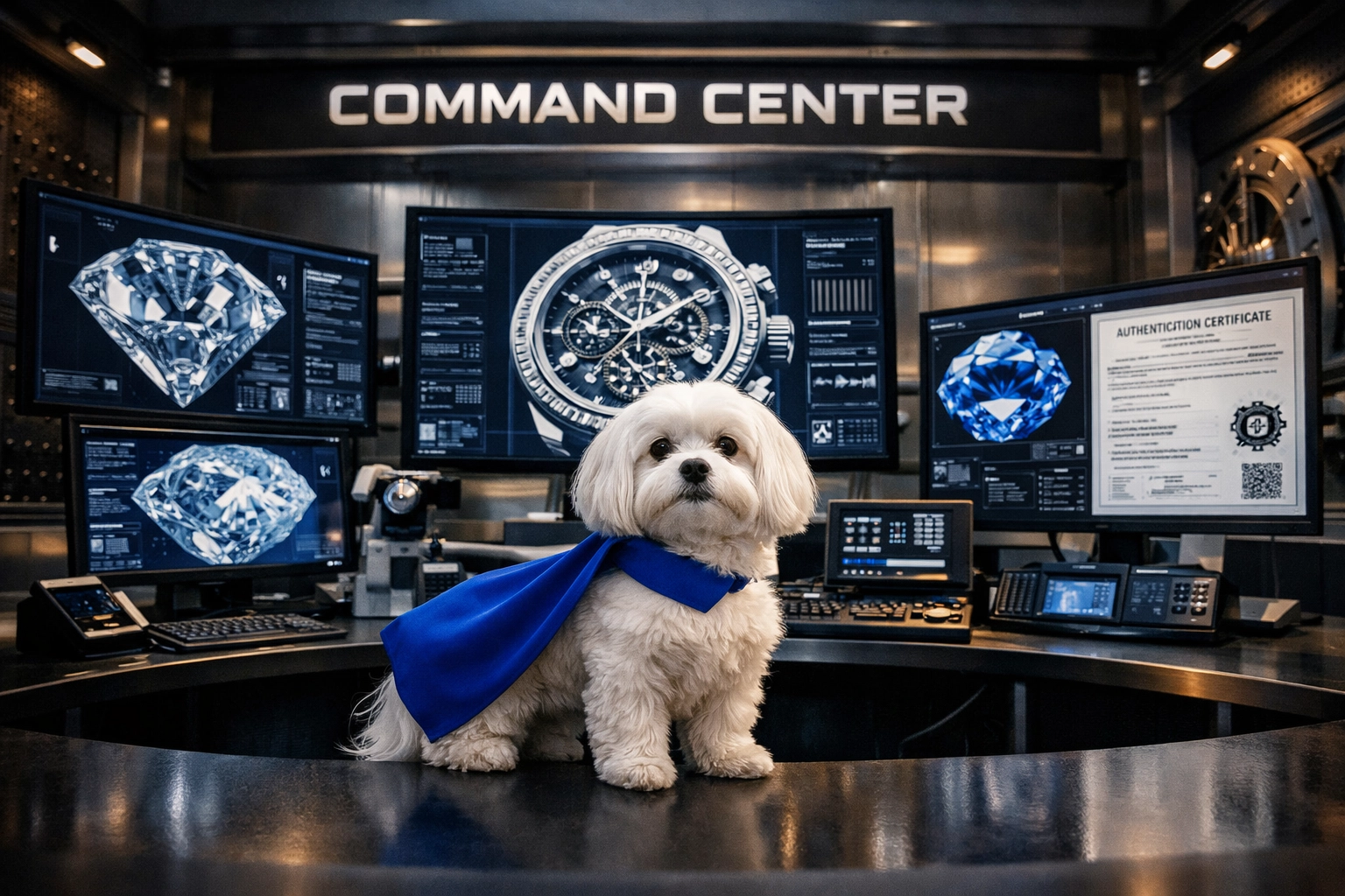 Patented hybrid authentication process used to verify luxury watches and goods in a pawn shop.