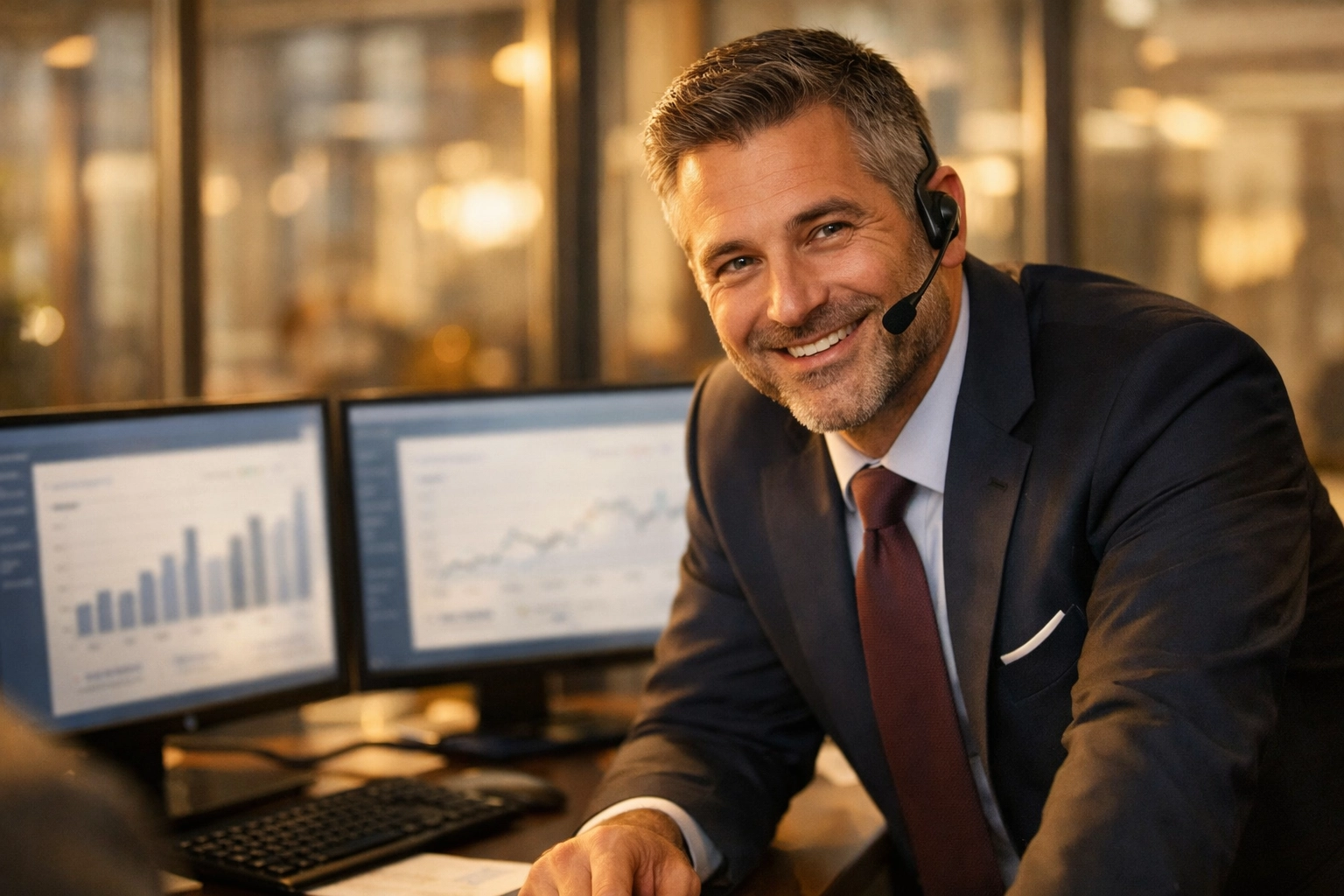 Bank consultant using technology to provide personalized customer service and a human touch in banking.