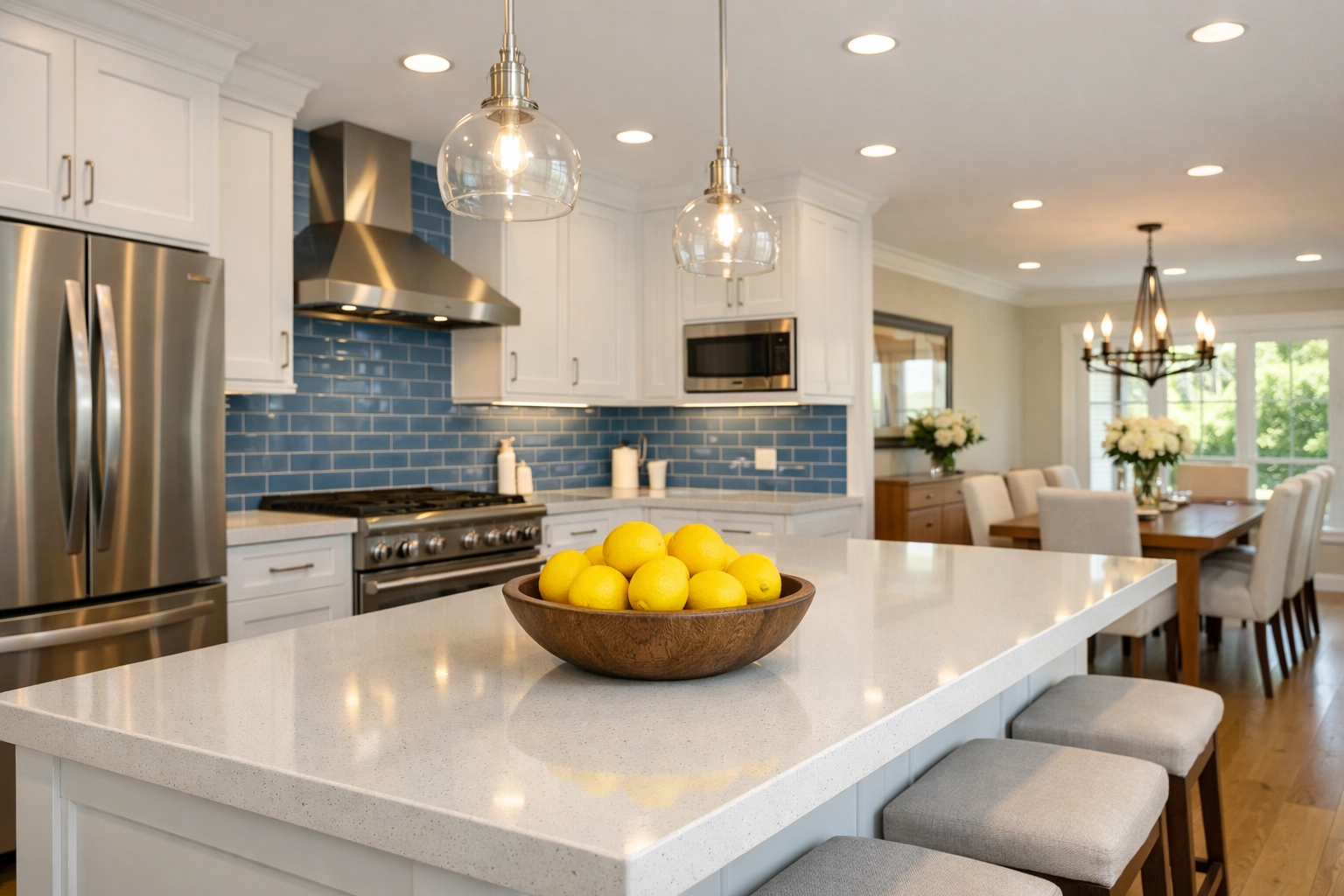 A spotless, organized kitchen following a professional house cleaning in Tewksbury, MA visit.