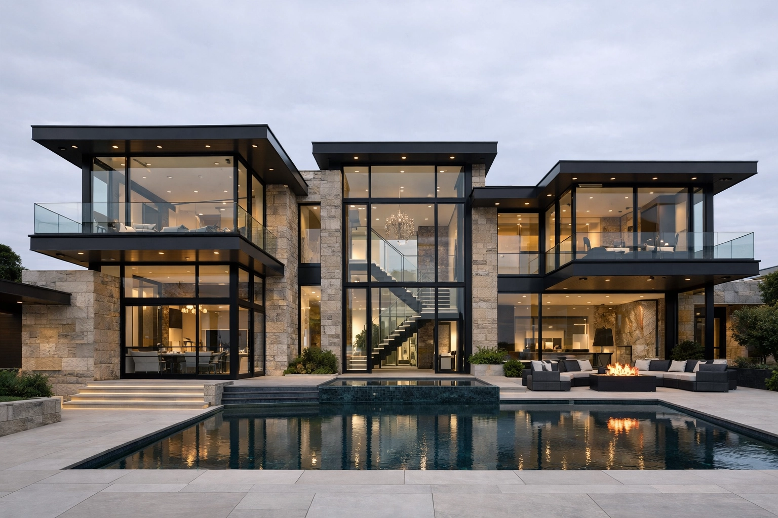 Unique bespoke contemporary house with glass and steel design requiring specialist property insurance.