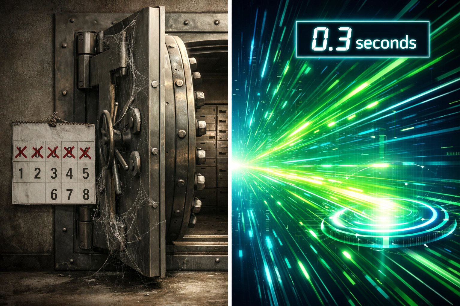 Traditional payment processor settlement delays vs instant crypto settlement with Larecoin