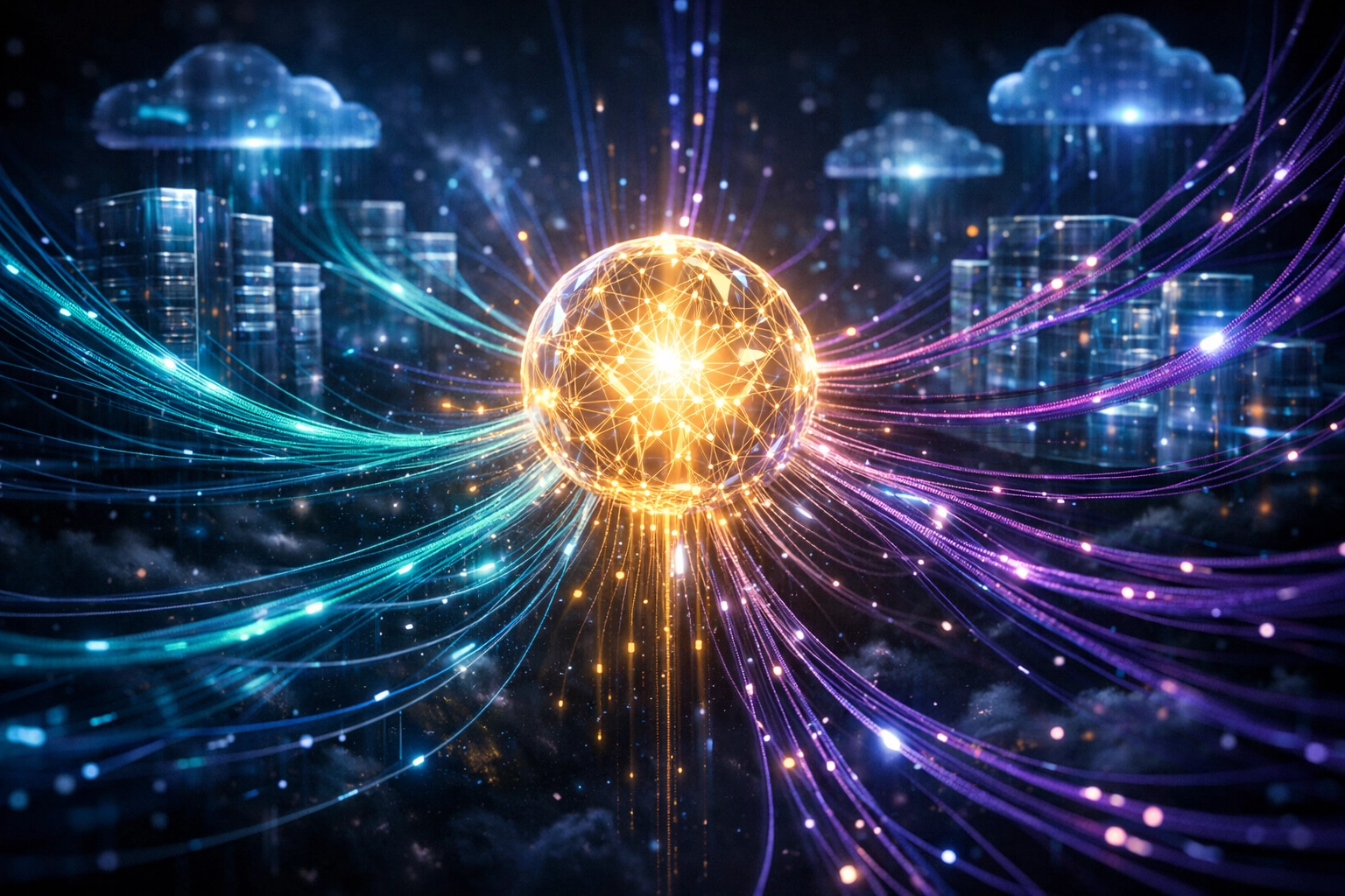 A central nervous system visualization showing a Unified Data Plane connecting distributed cloud infrastructure.