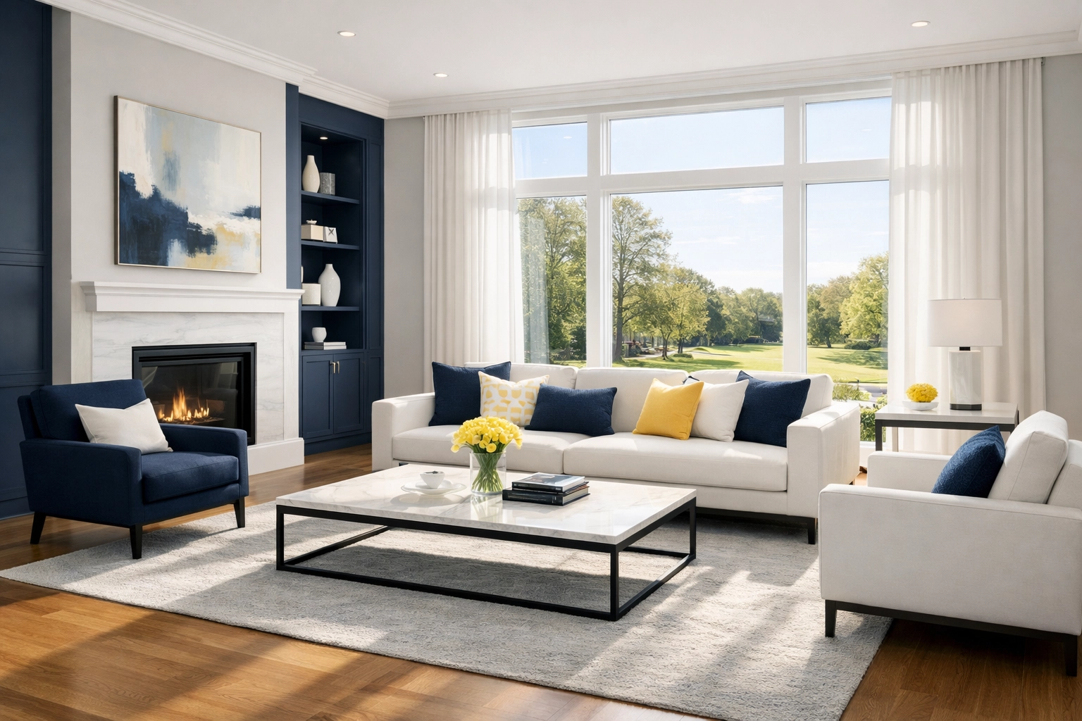 Spotless living room in a Westford home after professional deep cleaning for ultimate weekend relaxation.