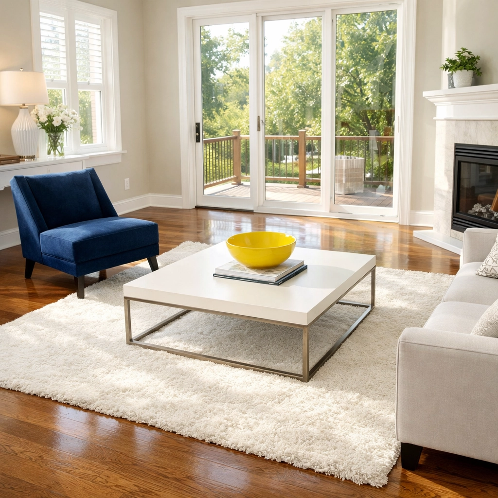 Pristine dust-free living room in a Worcester home after a deep seasonal house cleaning refresh.