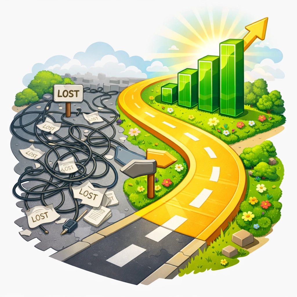 Comparing poor enquiry handling to a professional management system for predictable business growth.