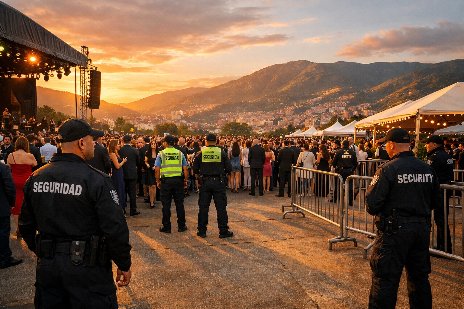 Crowd management and security at outdoor private event in Medellin