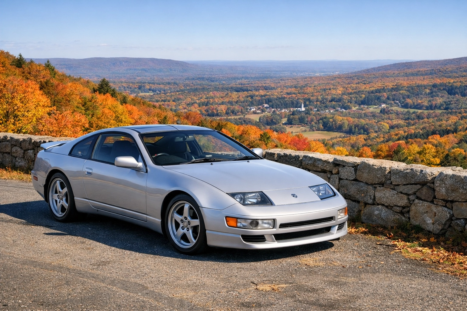 A 1990s classic car in the Connecticut Litchfield Hills, eligible for CT Early American plates.