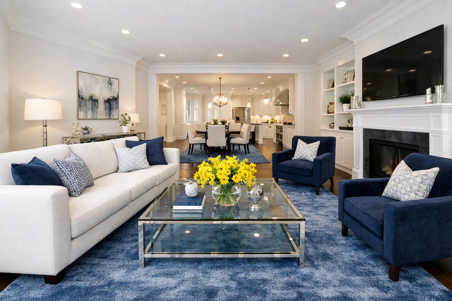 A spotless and fresh Marlborough living room following a professional deep cleaning house service.