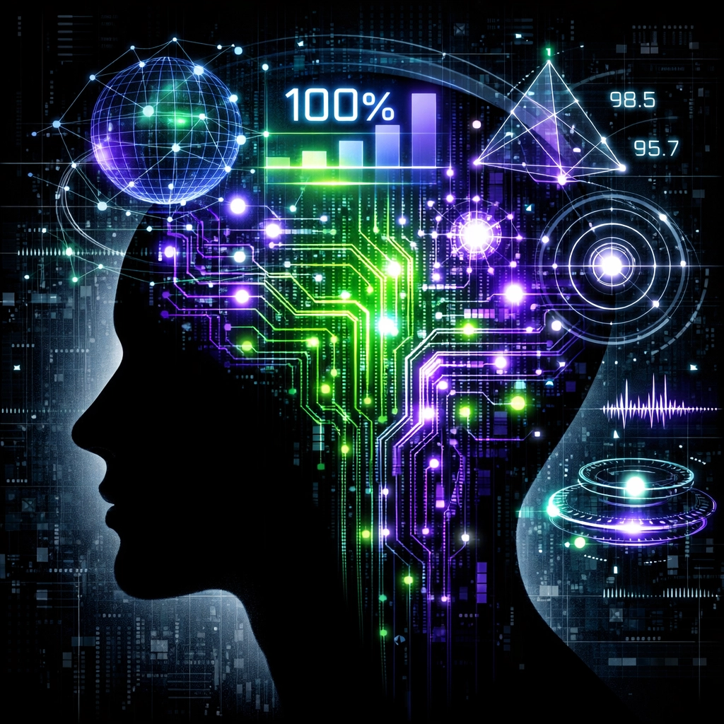 Human silhouette with a neural circuit brain representing an AI Readiness Score.