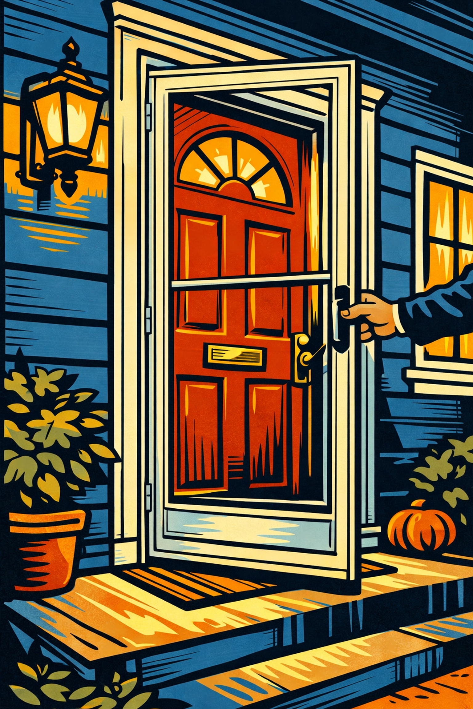 Storm door installation on a Northwood home to improve energy savings and winter comfort.