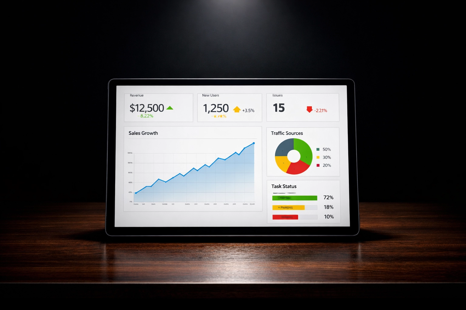 Simple dashboard displaying family office metrics and performance indicators