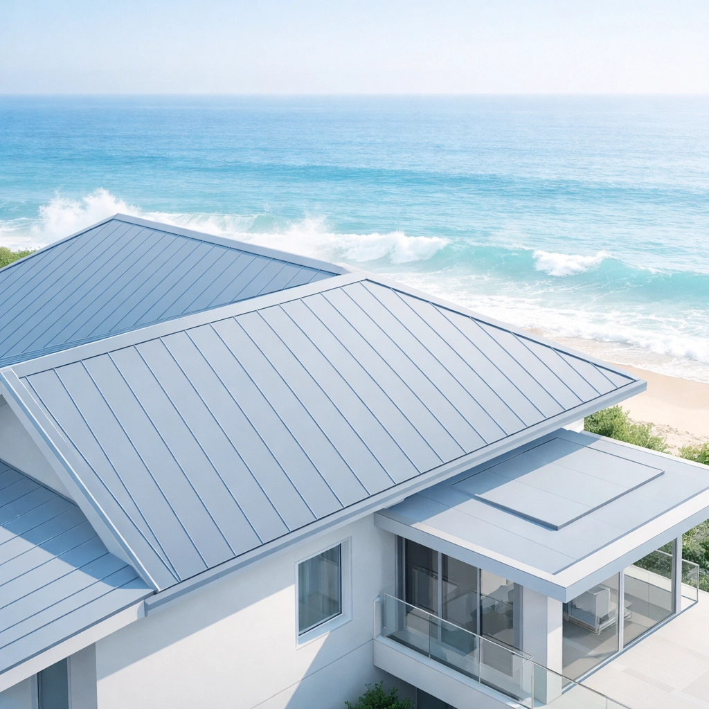 Durable metal roofing on a Northern Beaches coastal home resistant to Sydney salt spray.