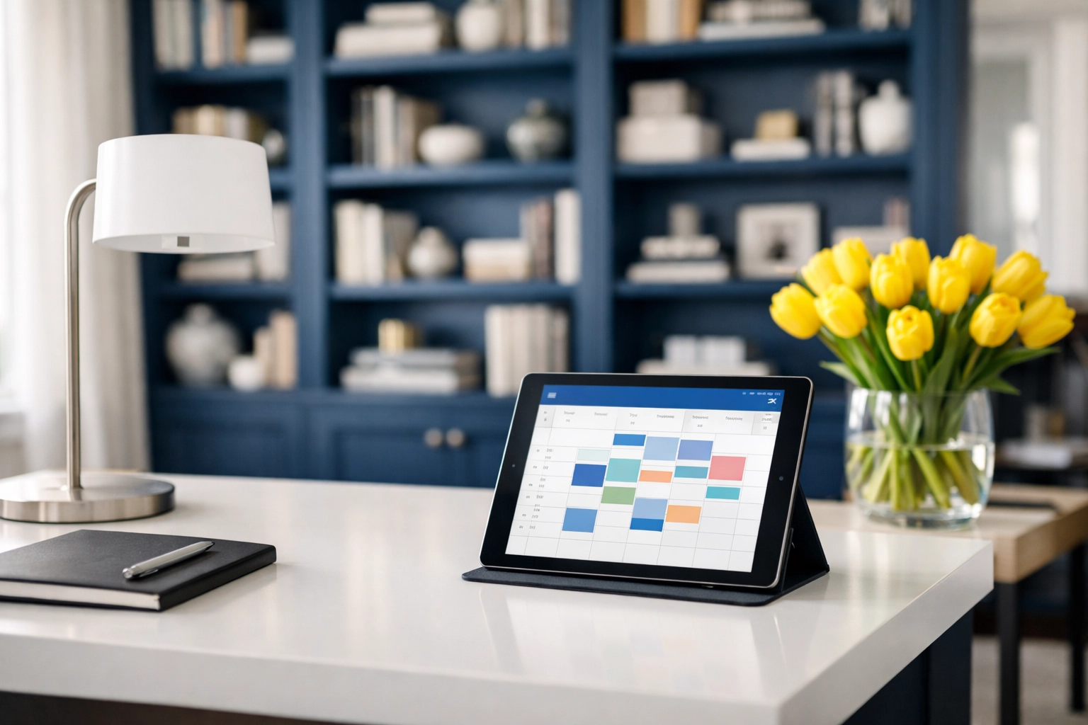 Organized modern home office in Concord showcasing reliable and professional residential cleaning.