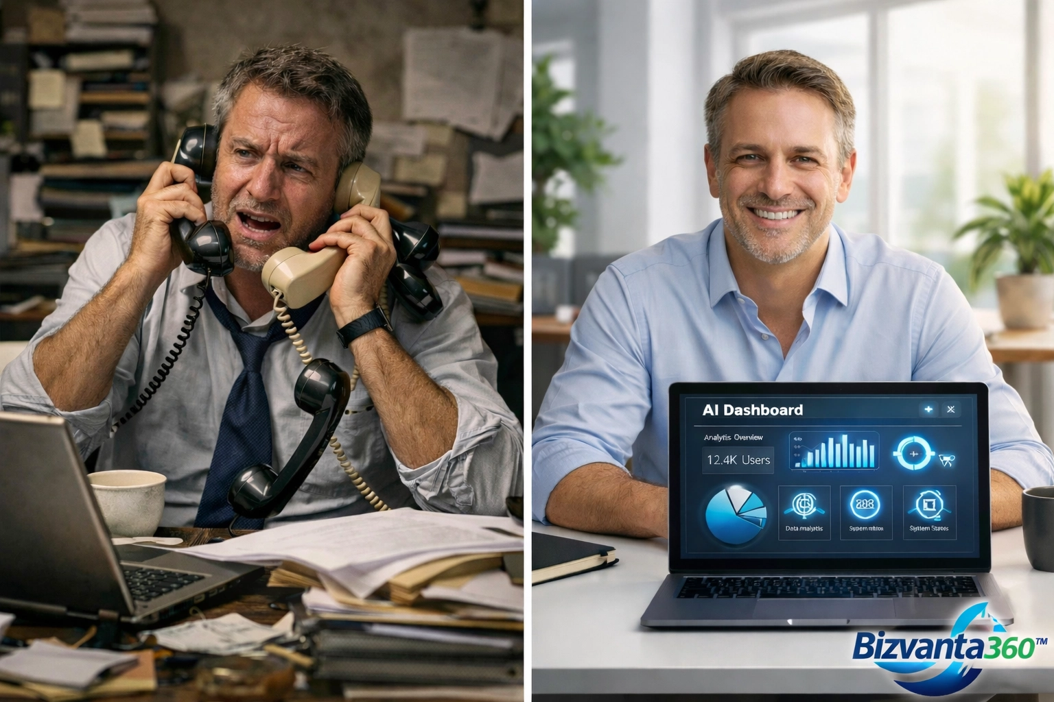 Never Miss a Lead Again: Why AI-Powered Customer Experience is Your New Competitive Edge Before and after comparison of traditional vs AI-powered customer service