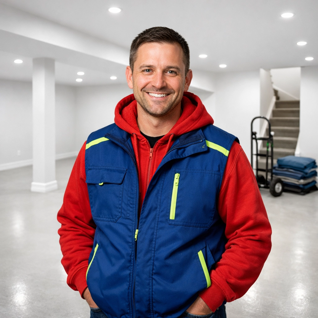 Reliable Junk Removal in Newmarket: Reclaim Your Basement This Week Roman from Junk GTA in a swept, empty Newmarket basement after a professional junk removal job.
