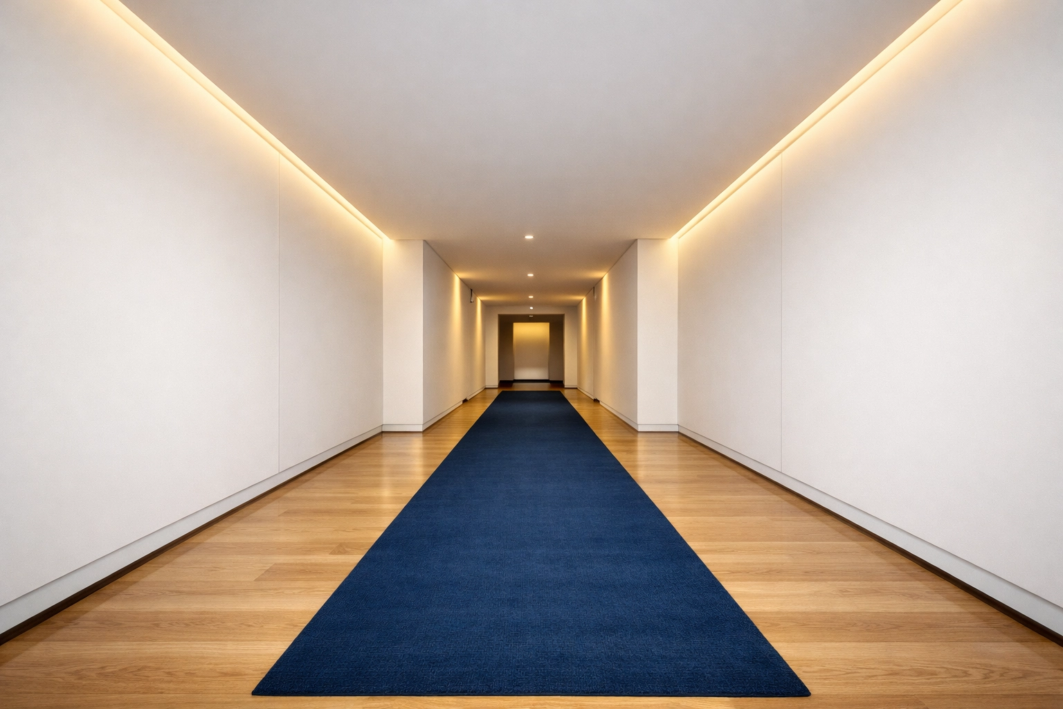 A perfectly organized hallway featuring professional weekly house cleaning results in a high-end home.