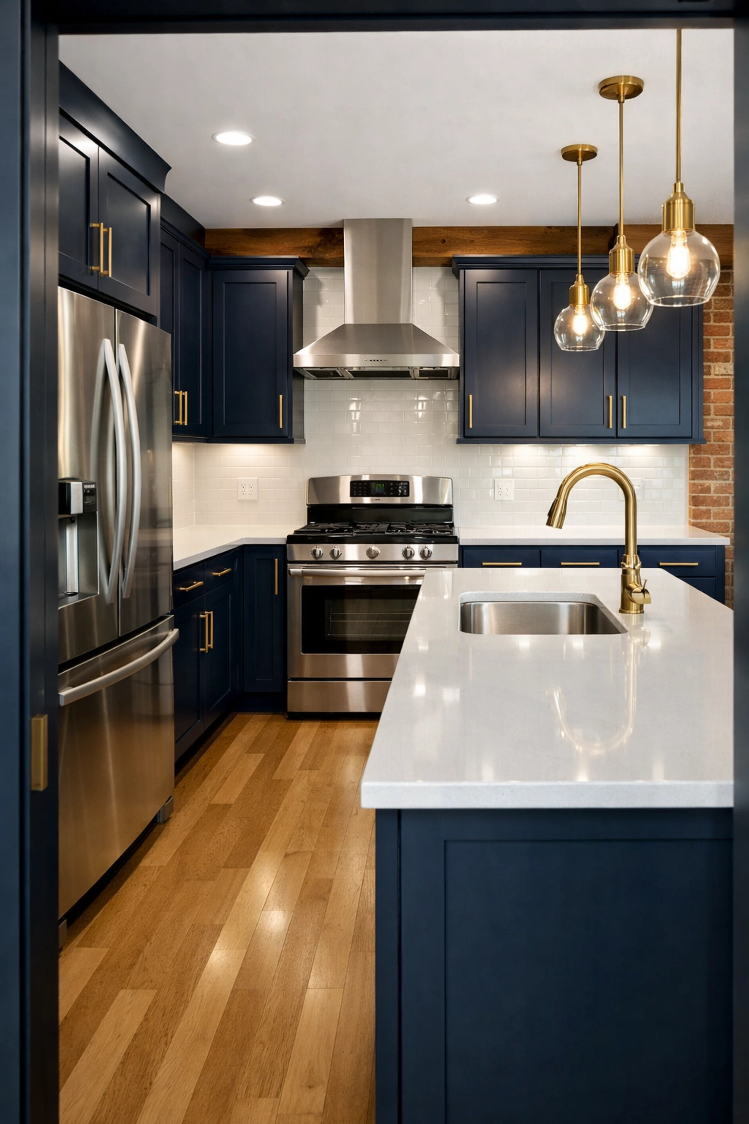 Gleaming kitchen surfaces in a modern Worcester home following a professional move-out cleaning.