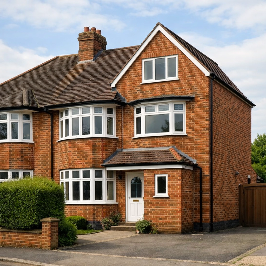 Hip to gable loft extension on a 1930s semi-detached home with matching brickwork.