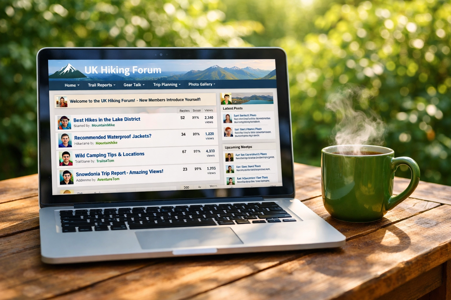 UK hiking forum on laptop for finding hidden trail recommendations