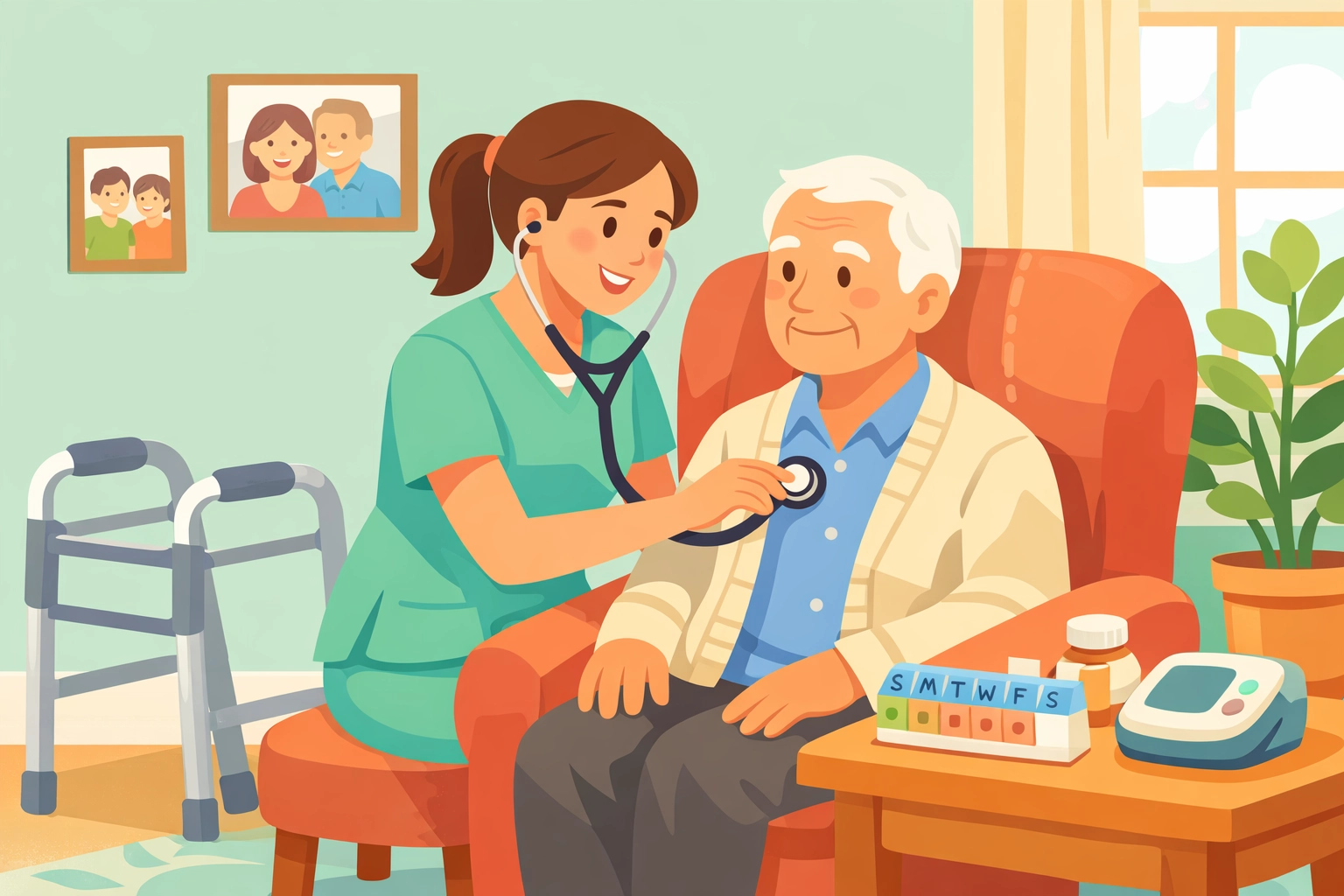 Skilled nurse providing professional in-home care services to senior in Georgia