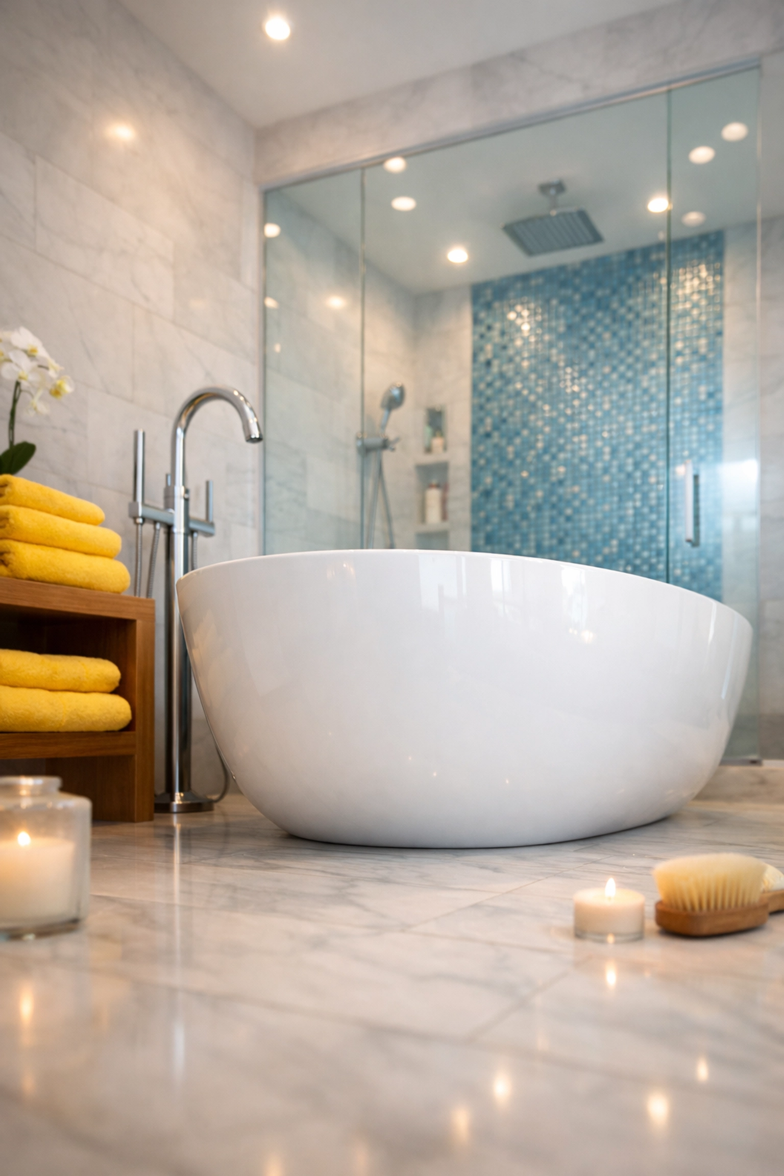 Impeccable luxury bathroom in Weston MA following a deep residential cleaning Weston MA move-in.