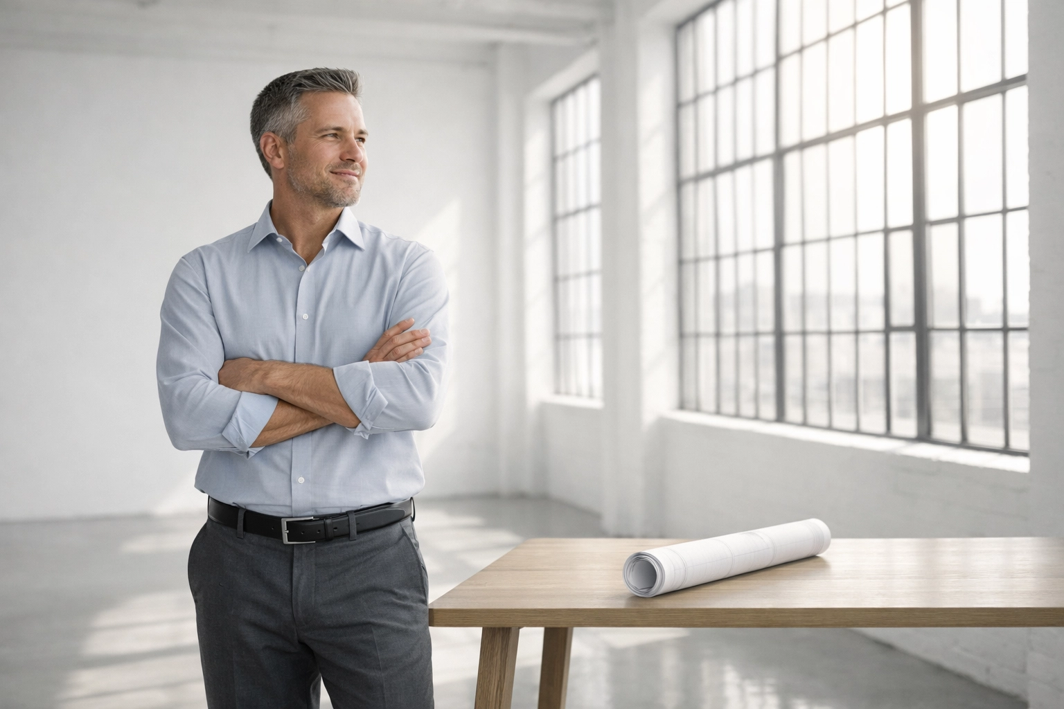 Canadian business owner in a modern commercial office space planning expansion through a CSBFL loan.